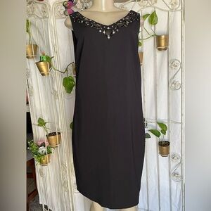 Ann Taylor Black Embellished Halter Mini Dress